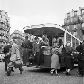 Bus In Paris 1950 Sq
